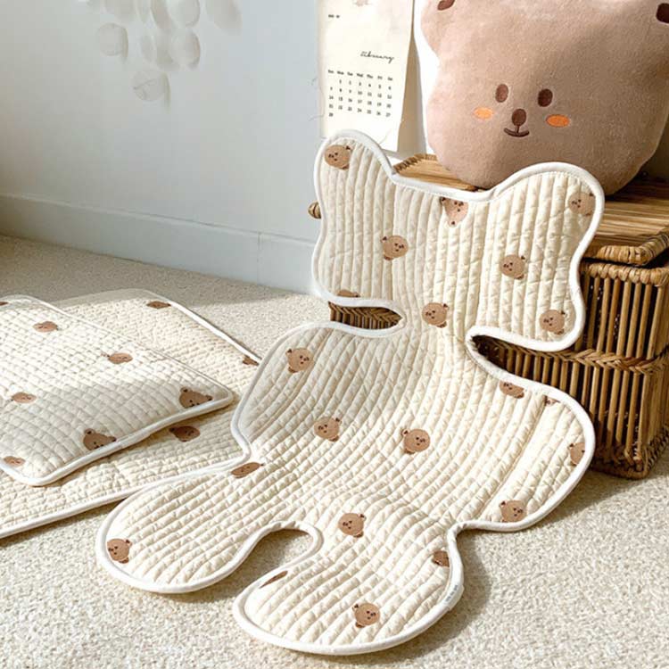 クッション シート 刺繡入り ベビーカー かわいい ウサギ柄 速乾 クマ柄 猫柄 花柄...