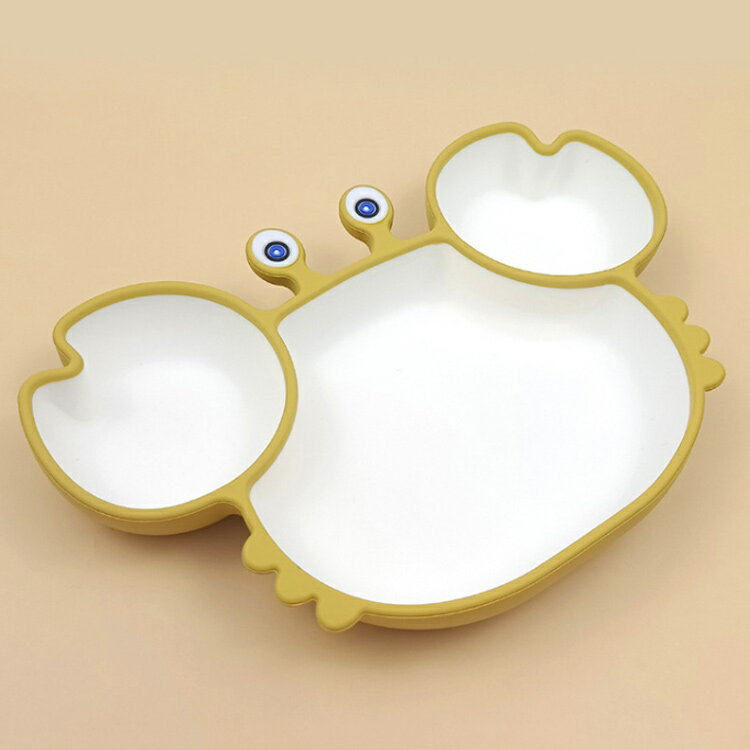離乳食食器 カニ型 離乳食用 吸盤付き 仕切り かわいい お食事プレート 吸盤プレート 電子レンジ対応 食洗機対応 シリコンプレート 幼児 赤ちゃん ベビー シリコン ひっくり返らない お皿 プレート 吸盤付き食器 離乳食準備