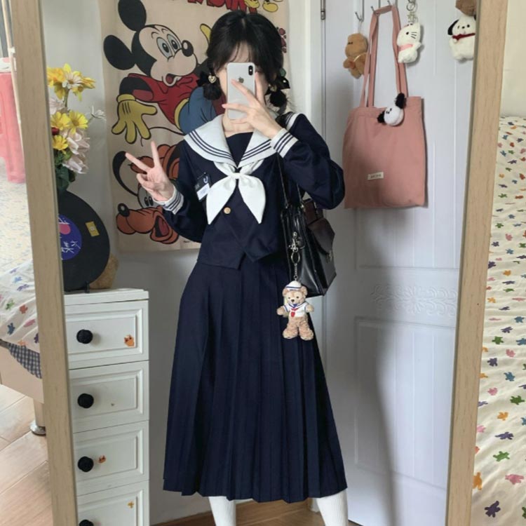 レディース 長袖 ミニ丈 JK制服 半袖 3点セット 制服 リボン ひざ丈 大きいサイズ ネイビー スカート シャツ 上下セット 白 セーラー服 女子高生 紺 女子高校生 セーラー服 女子 高校生 学園祭 文化祭 ロング丈 セーラー服 ハロウィン コスチューム衣装 衣装 仮装
