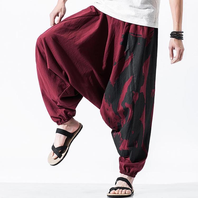 メンズ パンツ 麻 涼しい 春夏 綿麻 夏服 清涼感 通気性 L XL イージーパンツ アラジンパンツ 無地 春服 サルエルパンツ ズボン ウエストゴム サルエル M 黒 赤 綿麻 ゆったり ワイドパンツ 2XL 3XL 大きいサイズ ルーズ ダンスパンツ 父の日