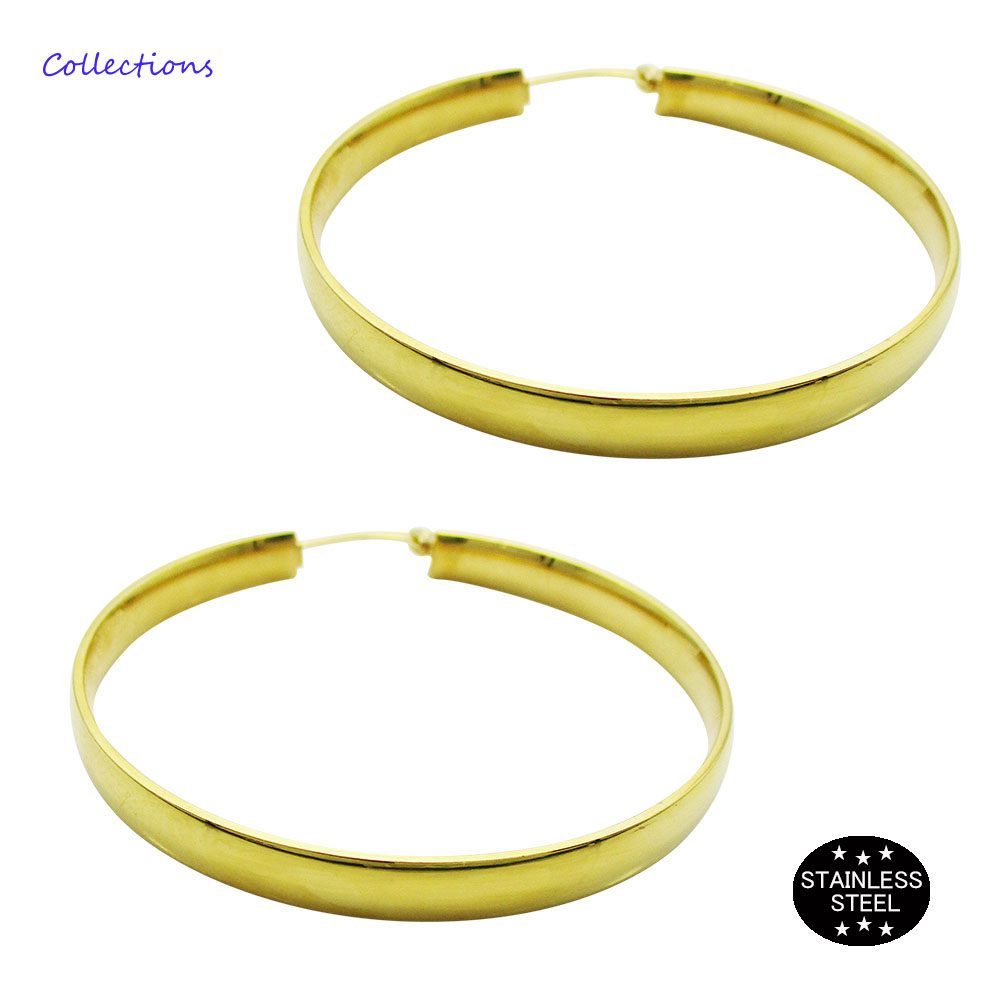 Tourmaline - ステンレス ピアス (22)50mmフープ大 2個セット 選択可 金色 銀色 ピンクゴールド 両耳売り ステンレス レディース メンズ 送料無料 ユニセックス ピアス フープ 金属アレルギー プチプライス ユニセックス 男女兼用