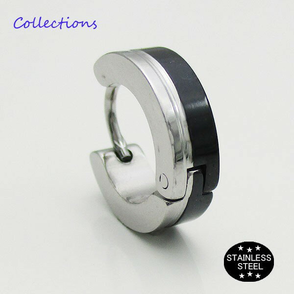 \80/ ステンレス ピアス (28)13mmハーフ 銀 黒 片耳売り メイン サージカルステンレス 316L メンズ レディース 送料無料 ユニセックス ピア...