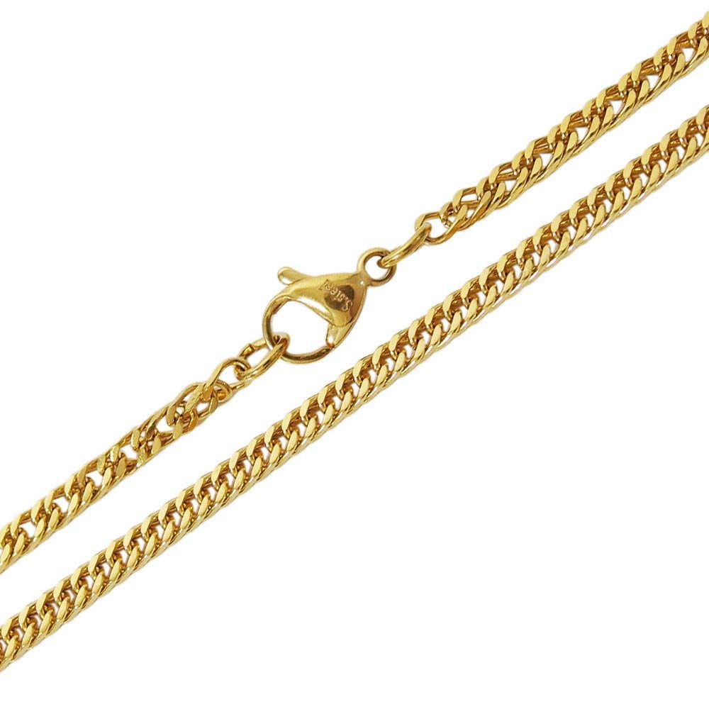 ステンレス ネックレス 金色 喜平チェーン3.5mm選択可40cm 45cm 50cm 60cm 65cm 70cm 75cm 80cmメイン ゴールド 金属ア...