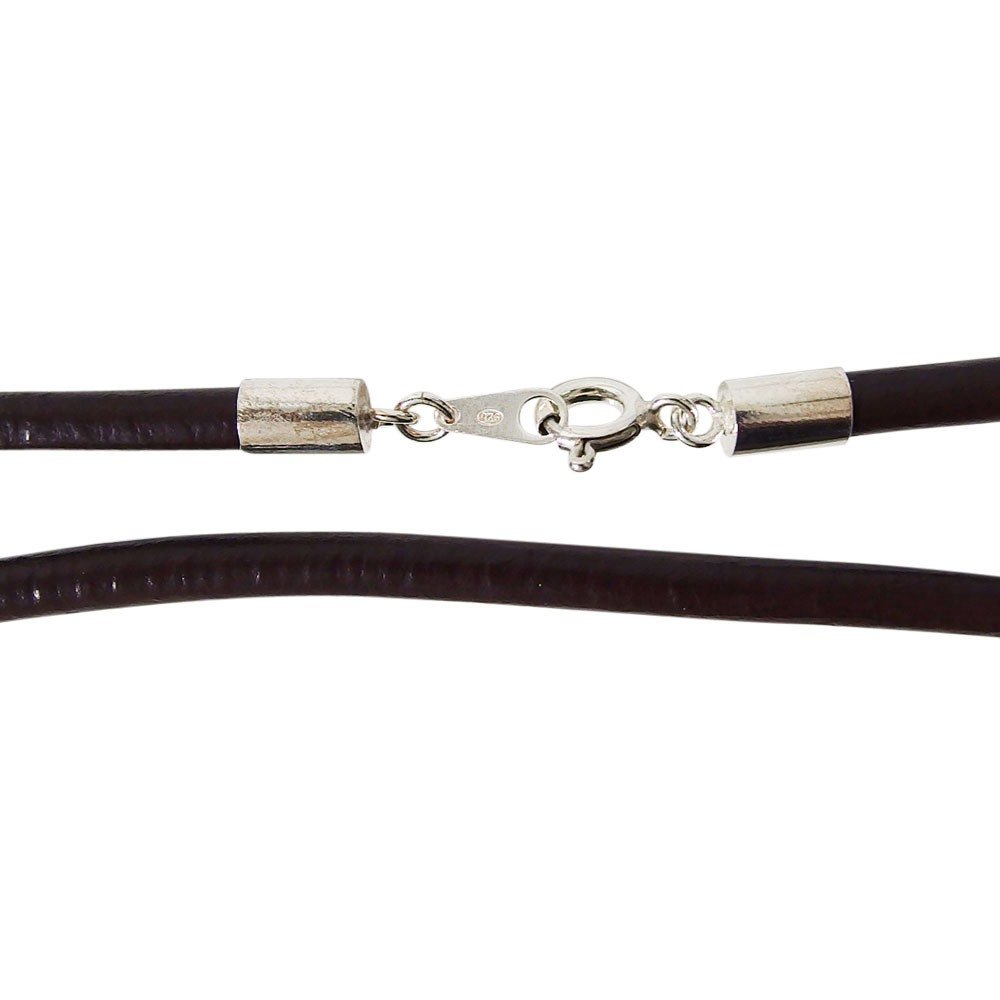 レザーチョーカー濃茶4mm40cm シルバー925 銀 本革 メイン ネックレス メンズ レザー チョーカー 革ネックレス(LEATHER CHOKER ) 送料無料 おしゃれ