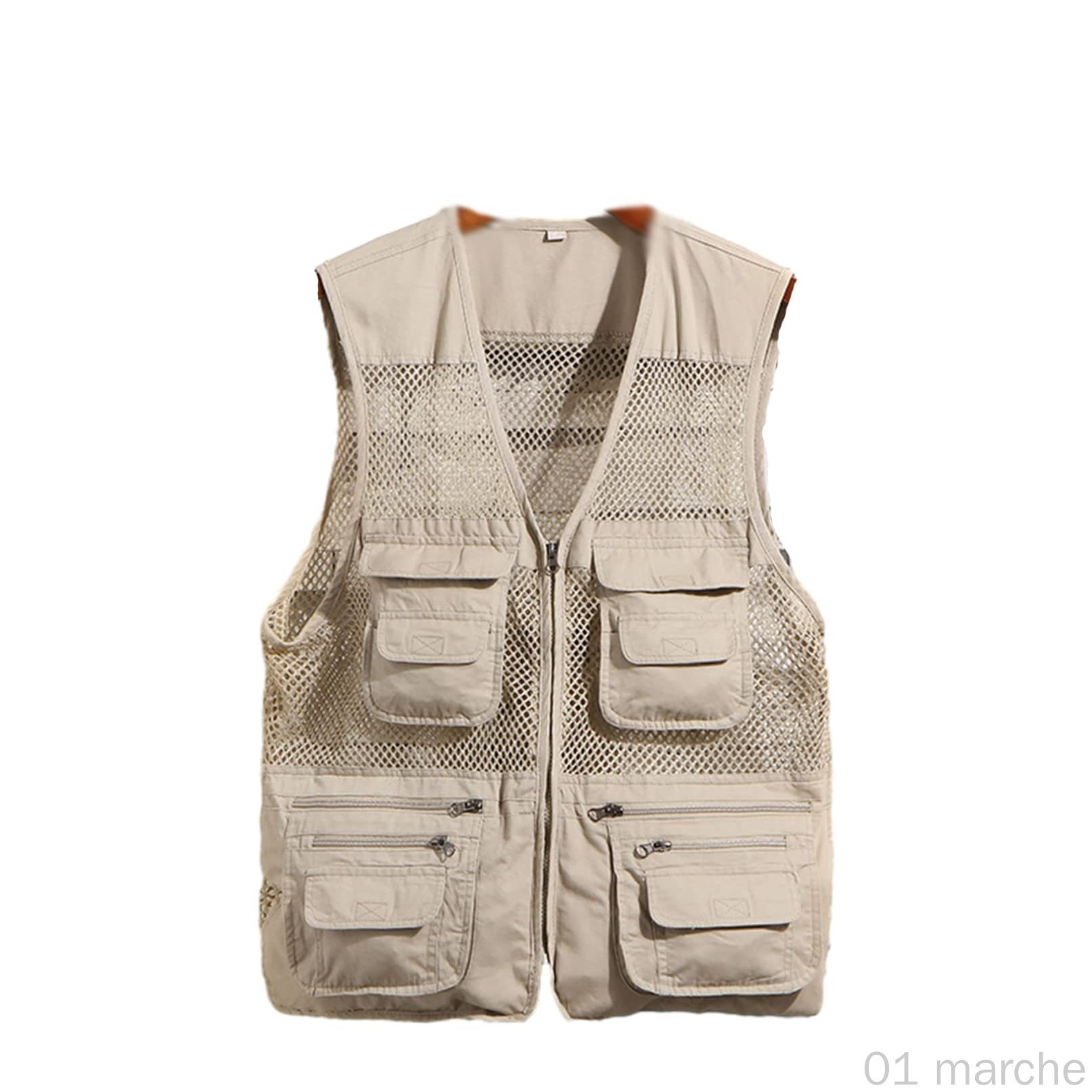 楽天01 marche夏用ジャケット 袖無し メッシュチョッキ ベスト メンズ 戦術風 マルチポケット アウトドアベスト 薄め 前開き ジップアップ カジュアル 春夏服 軽量 多機能 ウオーキング 登山 撮影 釣り 速乾 通気性抜群 活動的な男性向け