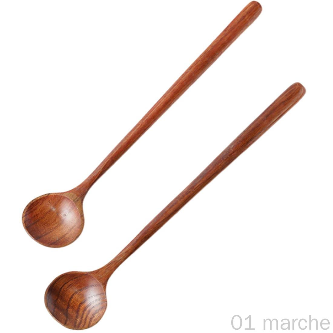 スプーン ロングスプーン 天然木製 攪拌スプーン 接着剤無し 高耐熱性 調理用 多機能ドサラダスプーン ..