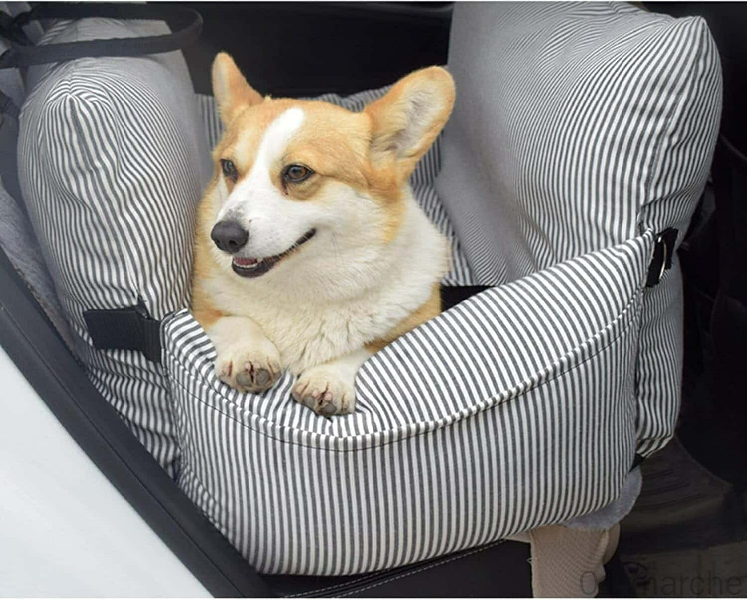 ペットドライブボックス 中型犬用 座席シート ドライブキャリー シートベルト付き ポータブル 車用安全シート 滑り止め 水洗い可 汚れ防止 携帯便利 カーキ ブルー レッド 76*52*40cm ペット用品 安全快適ドライブに最適