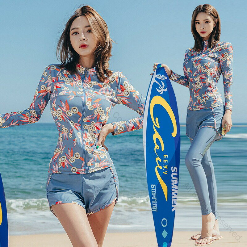 水着 レディース 体型カバー 水着 4点セット 大きいサイズ フィットネス水着 長袖ラッシュガード ママ水着 セパレート 水着 M L XL XXL ショートパンツ ロングパンツ 20代 30代 40代 海水浴に最適なかわいいデザインのスタイリッシュ水着セット