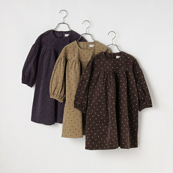 コーデュロイドット柄ボリュームワンピース／プティマイン（petit main）のサムネイル