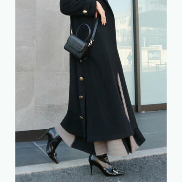 サイドスリットボタンロングウールコート/アンビエント(AMBIENT)