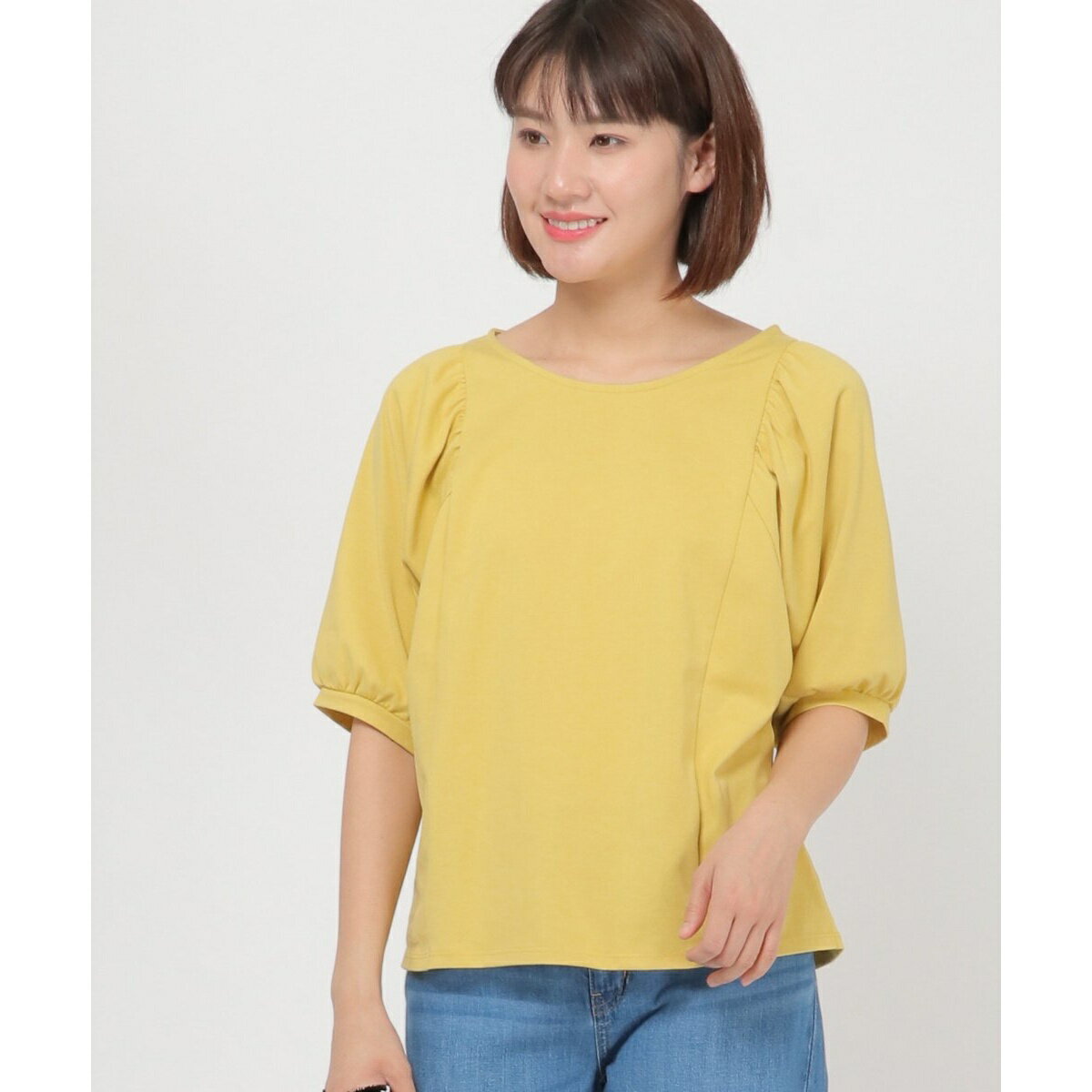 モイスチャーコットン袖ギャザープルオーバー／イッカ（ikka）