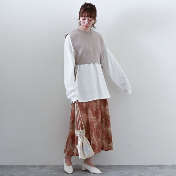 サイドリボンニットベストTシャツセット／アルシーヴ