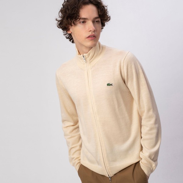 ナンバリング入りリネン×ウールブレンドニットトラックジャケット／ラコステ（LACOSTE）