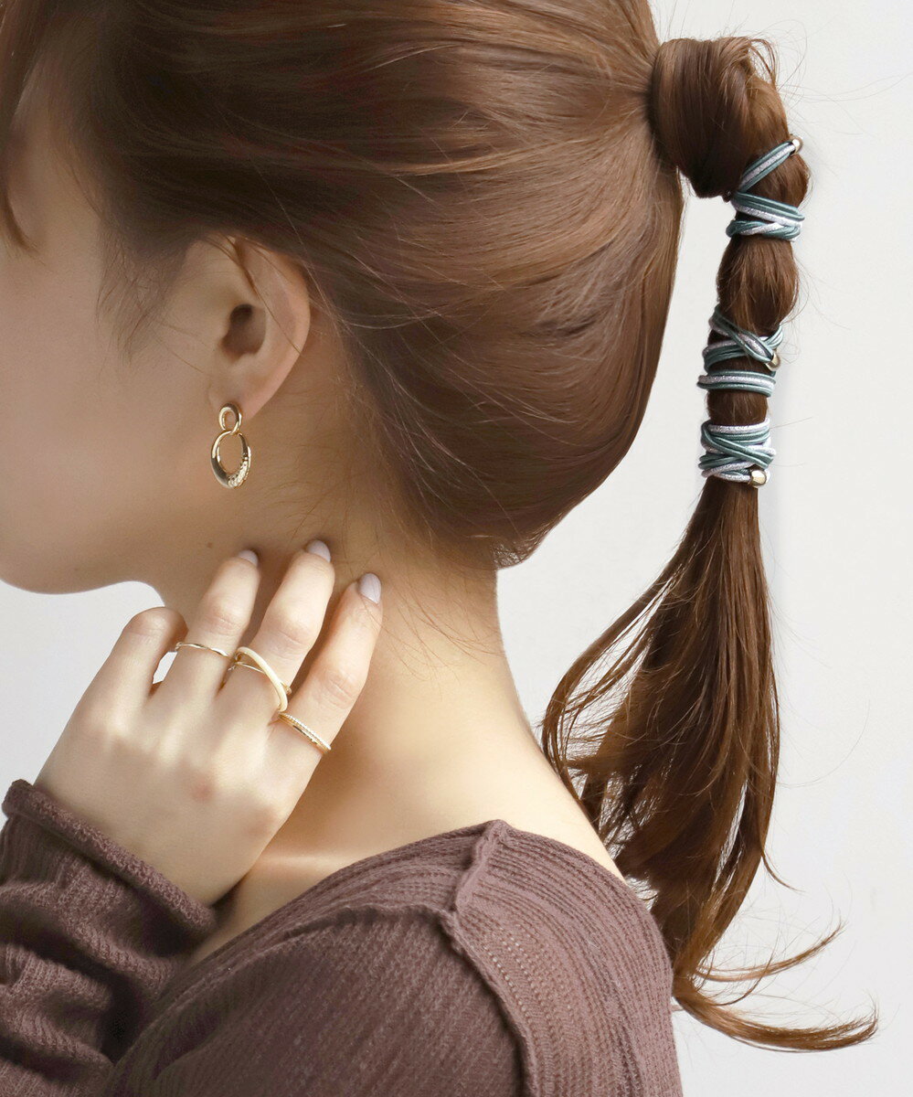 くすみカラー×ラメの3連ヘアゴム[3個セット]／アネモネ（ANEMONE）のサムネイル