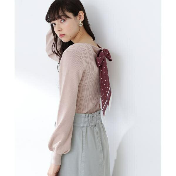 ｜美人百花4月号掲載商品｜スカーフ付ニットトップス／ジル バイ ジルスチュアートのサムネイル