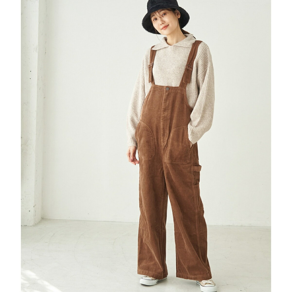 【Dickies ディッキーズ】【WEB限定カラー:ブラウン】コーデュロイサロペット／ロペピクニック（ROPE' PICNIC）