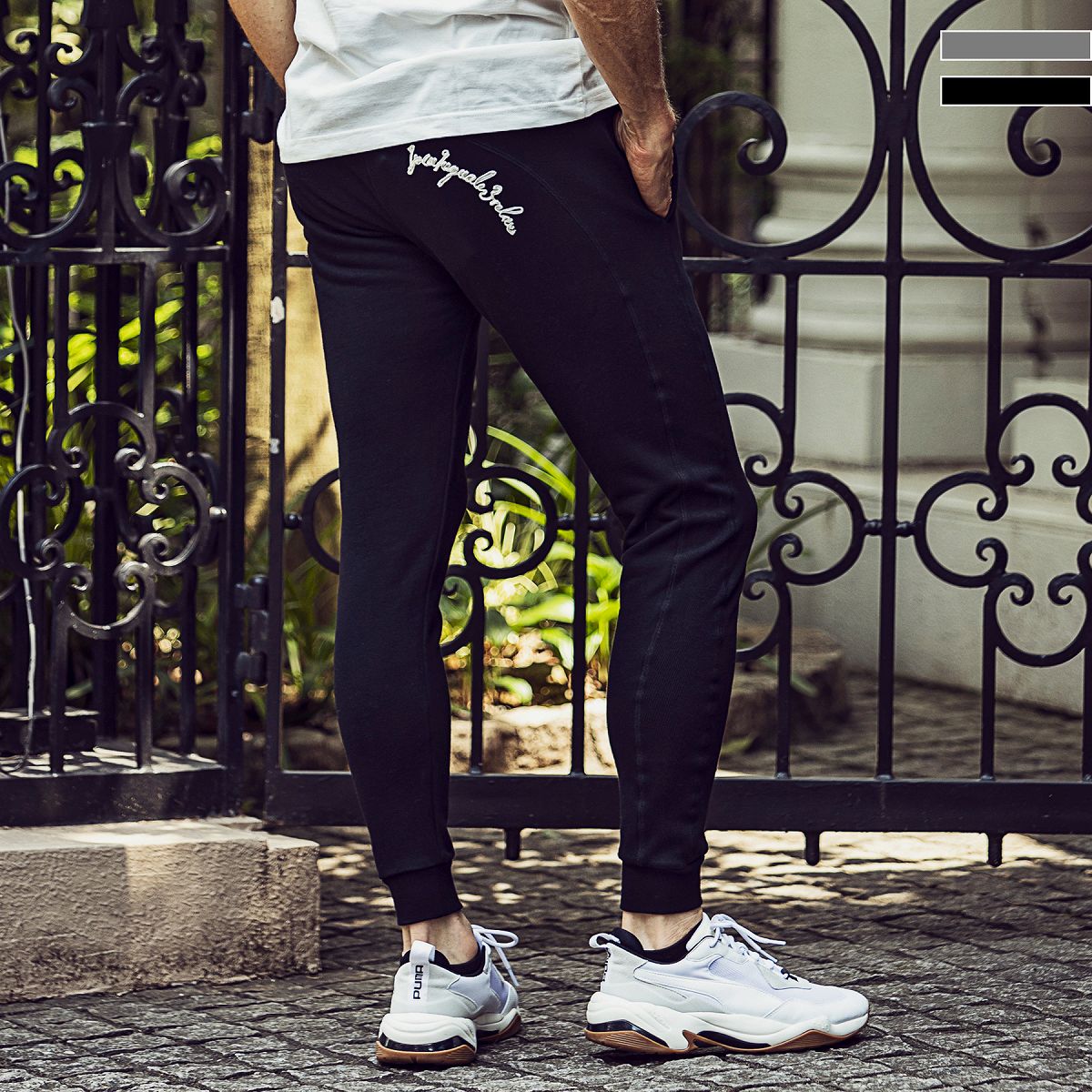 1PIU1UGUALE3 RELAX(ウノピゥウノウグァーレトレ)コード刺繍スウェットパンツ／ウノピゥウノウグァーレトレ リラックス（1PIU1UGUALE3 RELAX）