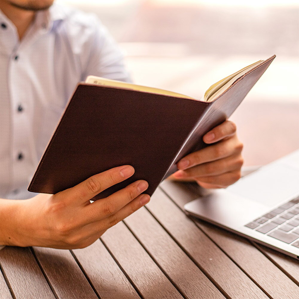 ジャケットB6/栃木レザー（ジーンズ）(チョコ)【ブックカバー B6】AGILITY／アジリティー アッファ（AGILITY Affa）