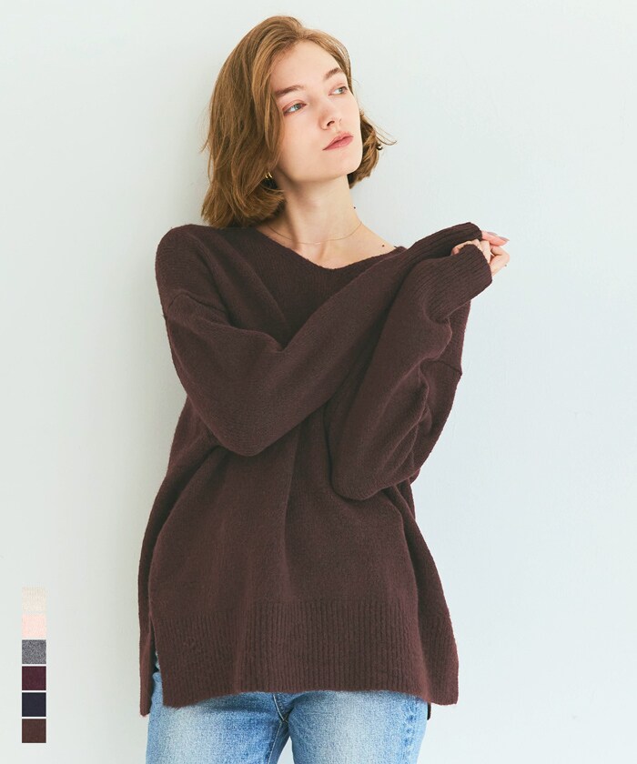 【新色登場】ふあふあヤク風Vネックプルオーバーニット 全10色／コカ（coca）のサムネイル