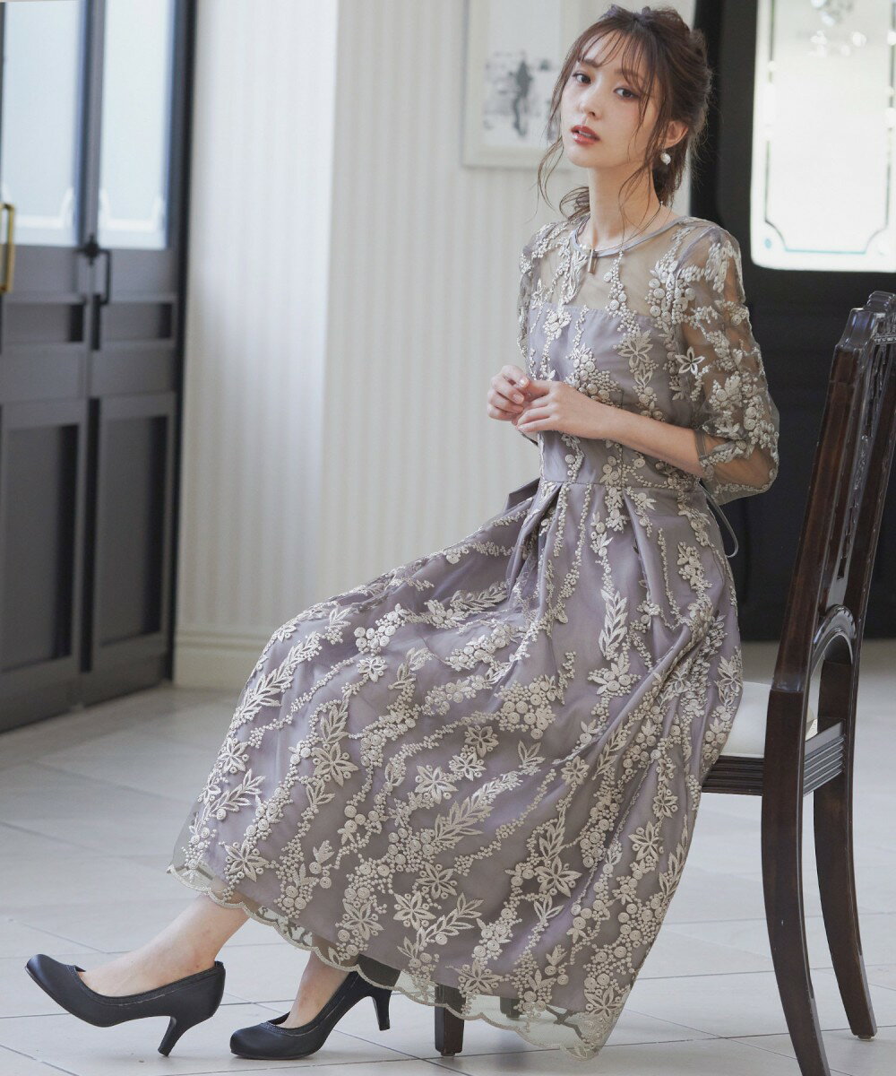 刺繍パーティードレス結婚式ワンピースドレス／ドレスアン（Dress Ann）