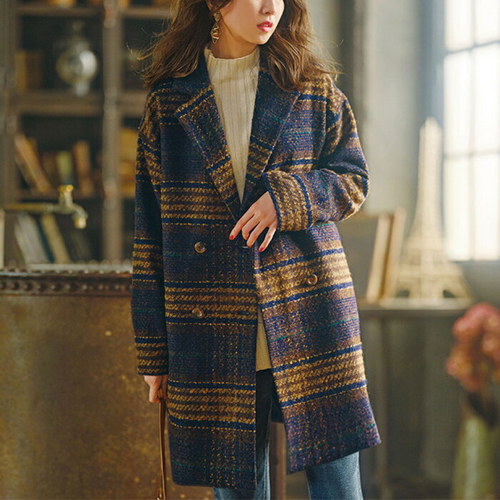 ツイードチェックダブルコート/ジーラ バイ リュリュ(GeeRA)