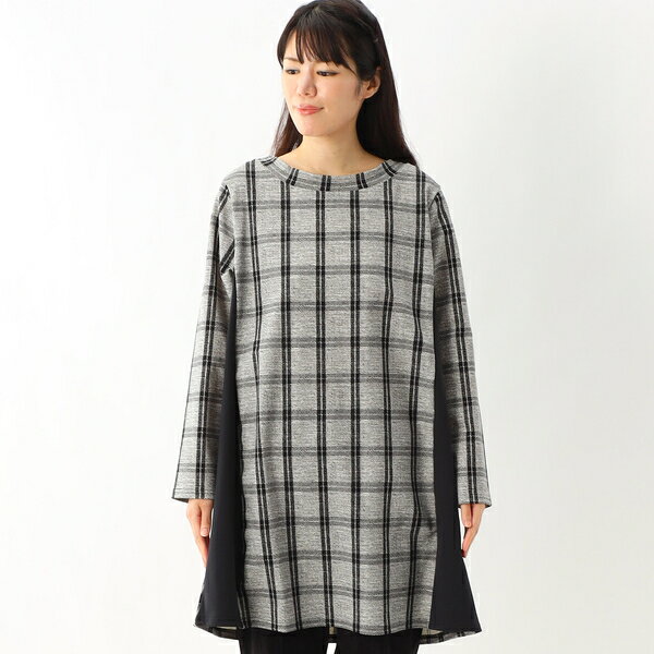【大きいサイズ】チェック柄切替ハイテンションチュニック／クインティ（QUINTY）
