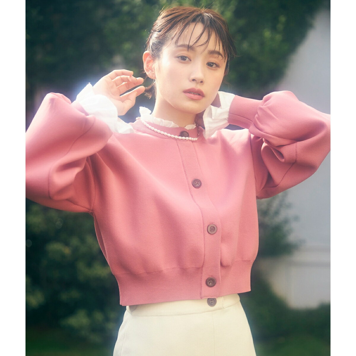 【WEB限定】【高橋愛コラボ】スポンジニットクルーネックカーディガン【セットアップ対応】／ビザビ（vis-`a-vis）のサムネイル