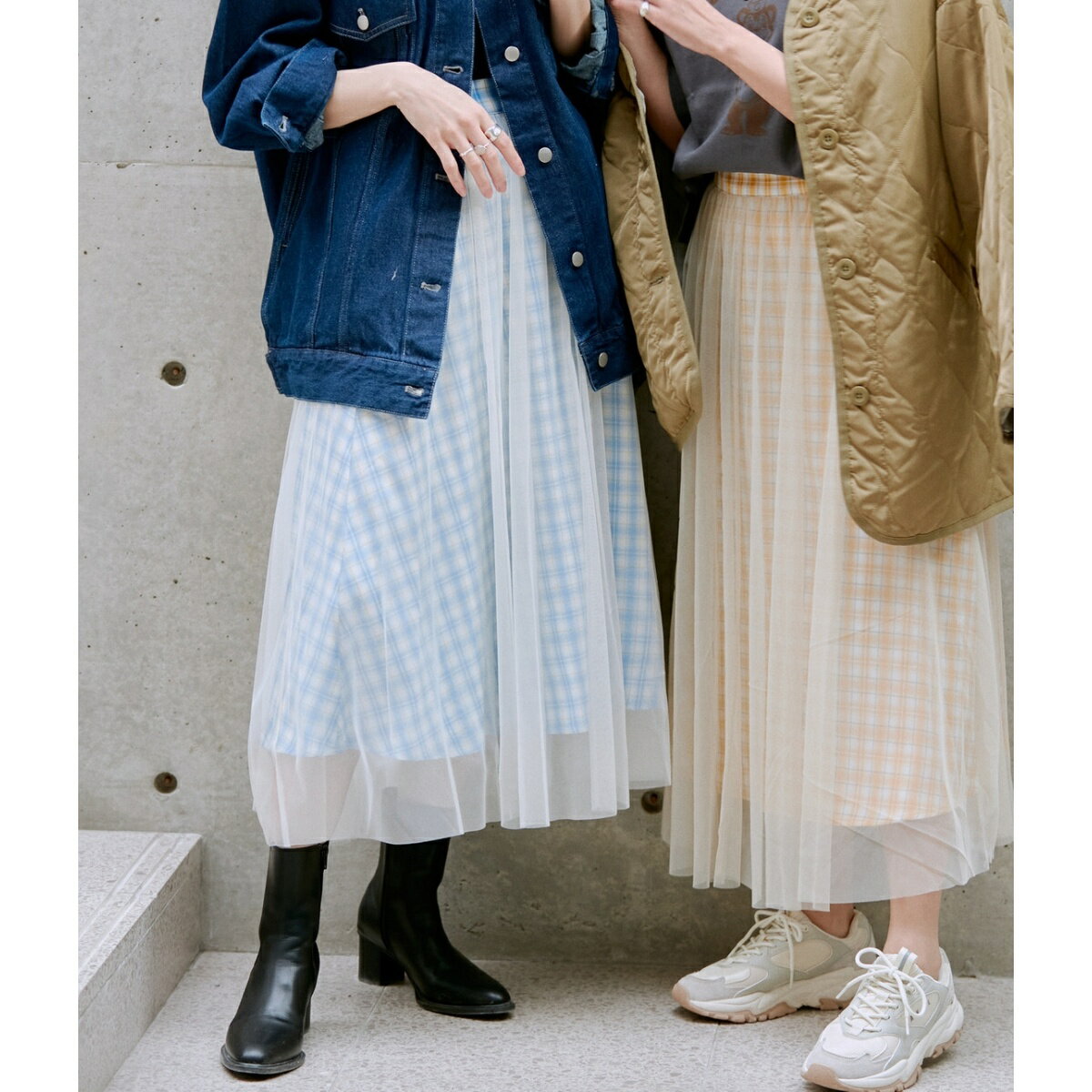 【一部店舗限定】チェック柄ボリュームチュールスカート／ビザビ（vis-`a-vis）のサムネイル