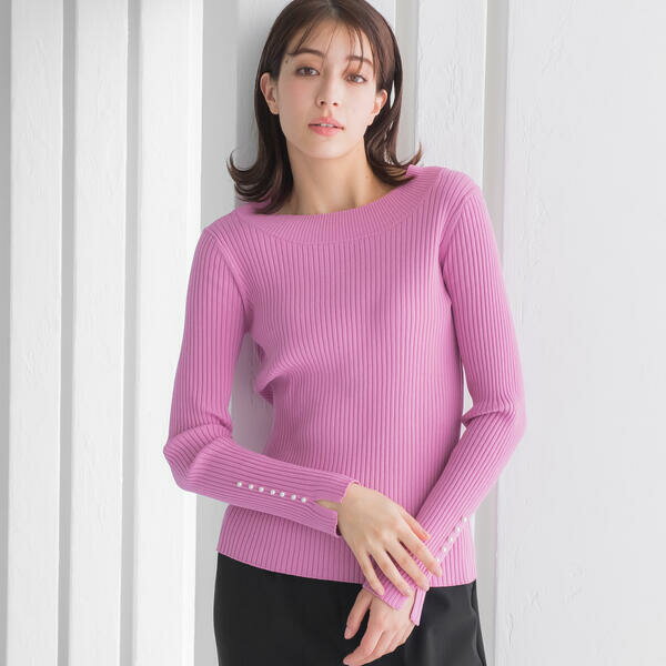 保湿性能を備えたシアバター加工　リブクルーネックプルオーバー　≪手洗い可能≫／ケティ（ketty）のサムネイル