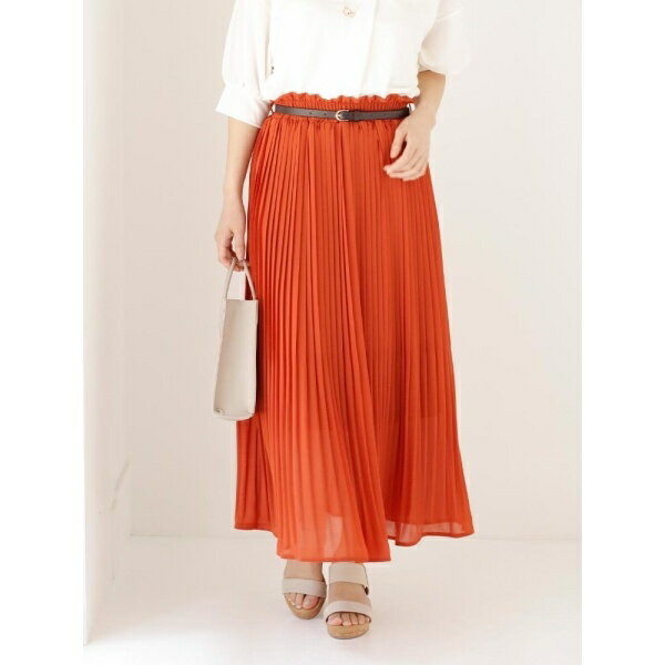 梨地ベルト付プリーツロングスカート／ルディックパーク（Ludic Park）