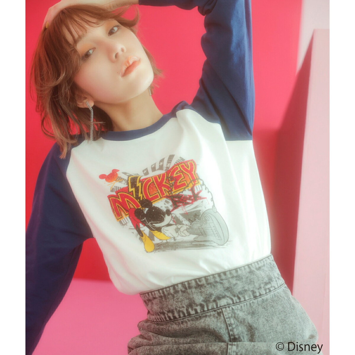 【ディズニー】ミッキー/ラグランロングTシャツ【WEB限定】／ビザビ（vis-`a-vis）のサムネイル