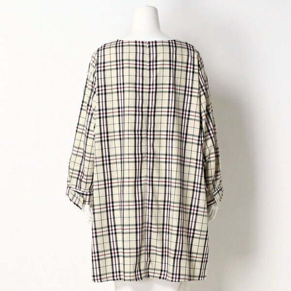 【大きいサイズ　レディース】袖リボンチェックチュニック／ターシャルビー（Tasha Ruby）