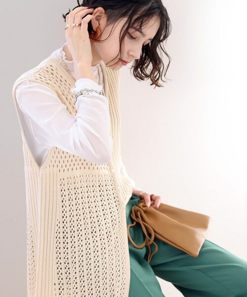 大人リラックスstyle。2way透かし編みロングジレ／クラシカルエルフのサムネイル