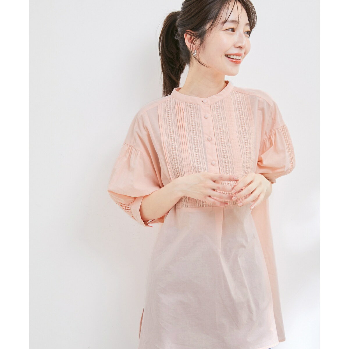 【WEB限定】【追加生産】ピンタック＆レースで主役級。コットンチュニック／ビザビ（vis-`a-vis）のサムネイル