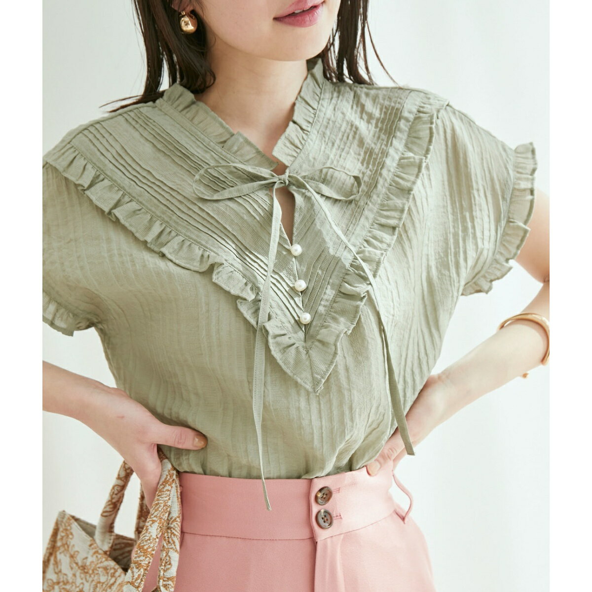 【WEB限定】【追加生産】ピンタックフリルブラウス／ビザビ（vis-`a-vis）のサムネイル