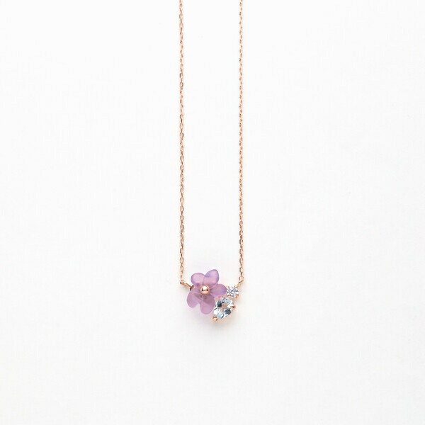 3月誕生花 K10 ピンクゴールド スミレ ネックレス／エステール（ESTELLE）