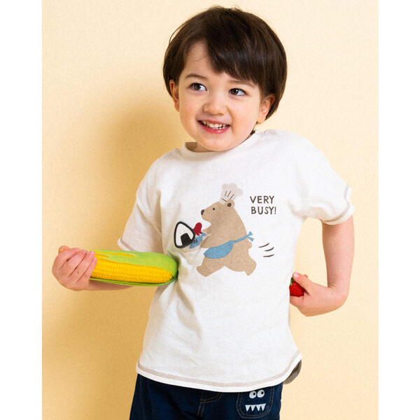 シェフ　アニマル　フード　パッチ　刺繍　天竺　Tシャツ　（80〜130cm）／スラップスリップ（SLAP SLI..