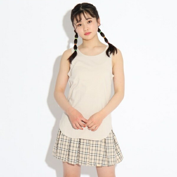 【コットン100％毛玉になりにくい】ラウンドカットタンクトップ／ピンクラテ（PINK-latte）