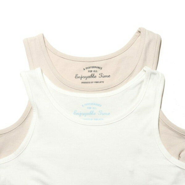 【コットン100％毛玉になりにくい】ラウンドカットタンクトップ／ピンクラテ（PINK-latte）