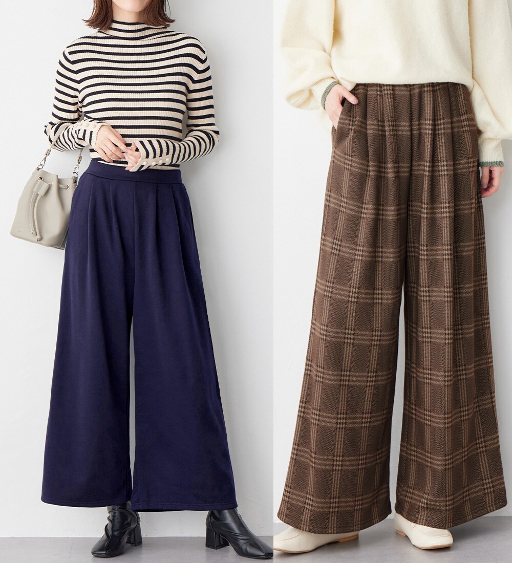 【蓄熱保温】裏ファー美脚ワイドパンツ／ヴィオラエヴィオラ（viola e_viola）