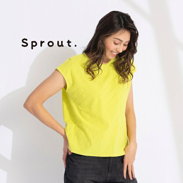 【Sprout.】リップルジャカード　フレンチスリーブTシャツ／リリアンビューティ（Liliane Burty）