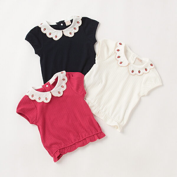 いちご衿パフ袖Tシャツ／プティマイン（petit main）のサムネイル