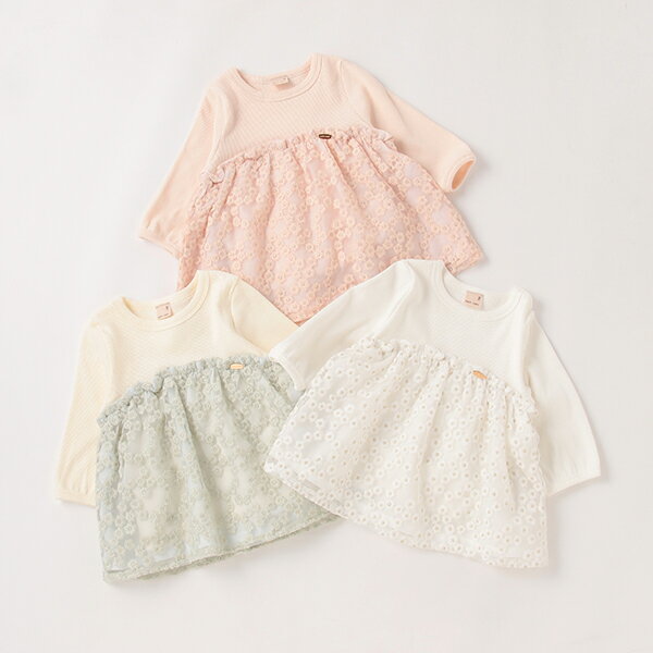 花刺しゅうチュールドッキングT(6分袖)／プティマイン（petit main）のサムネイル