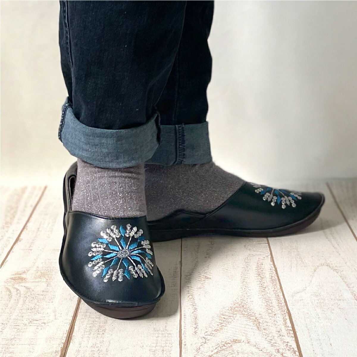 リゲッタカヌー　バブーシュ　刺繍　履きやすい　歩きやすい　パンプス　シンプル　CJBB4603／リゲッタ..