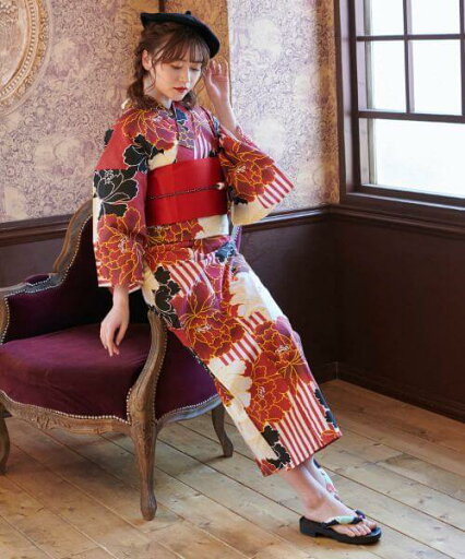 京都特選浴衣セット ~浴衣コレクション 茜~(浴衣・作り帯・下駄 3点セット)/アルマリア(ARMARIA) 京都特選浴衣セット ~浴衣コレクション 茜~(浴衣・作り帯・下駄 3点セット)/アルマリア(ARMARIA)