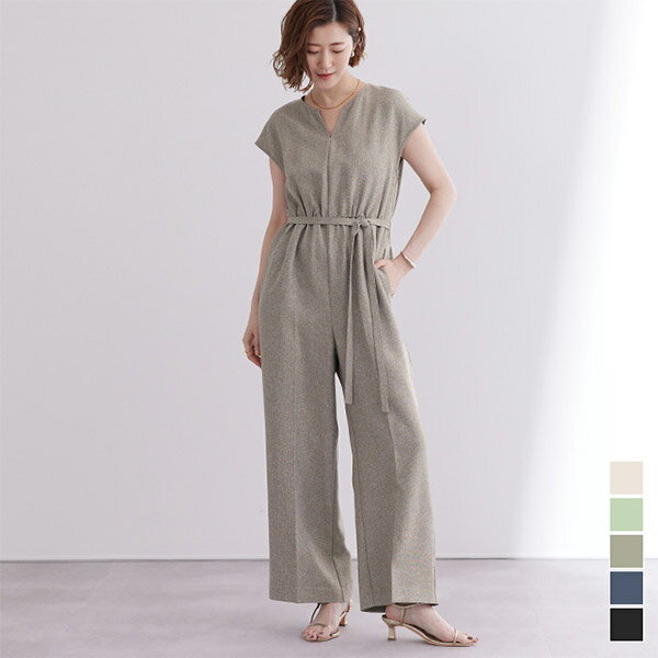 リネンライクヘンリーネックオールインワン／ユアーズ（ur's）