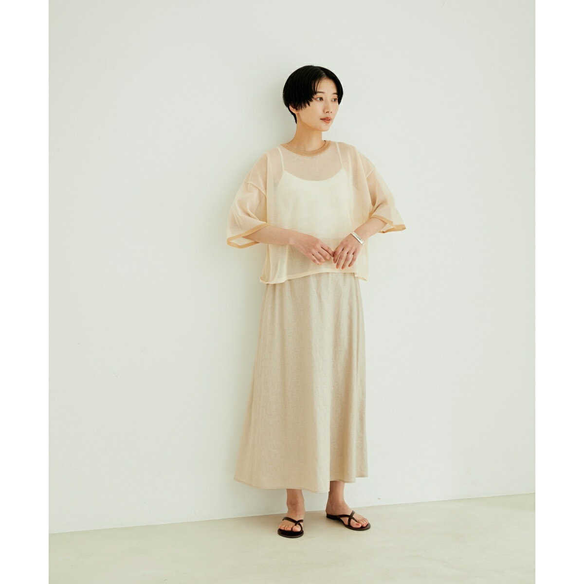 【WEB限定】シアークルーネックT／サロン アダム エ ロペ（SALON adam et rope' ）