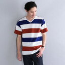 シップス SHIPS：　japan　quality　ワイドボーダー　Vネック　Tシャツ／シップス（SHIPS）