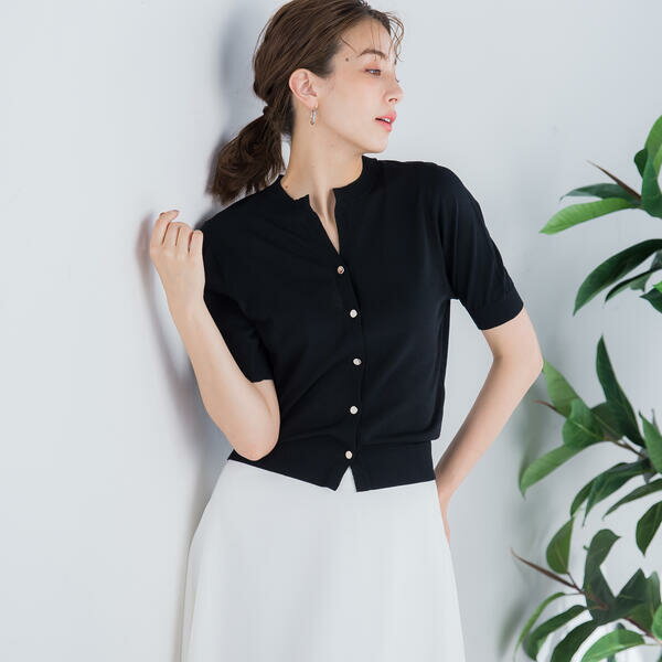 ヘンリーネック半袖カーディガン　≪手洗い可能≫／ケティ（ketty）のサムネイル