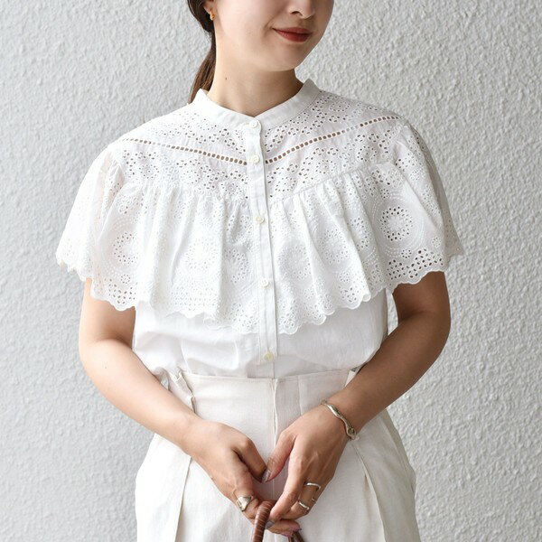 〈手洗い可能〉オリジナルレース刺繍フリルブラウス◇／シップス（SHIPS）のサムネイル
